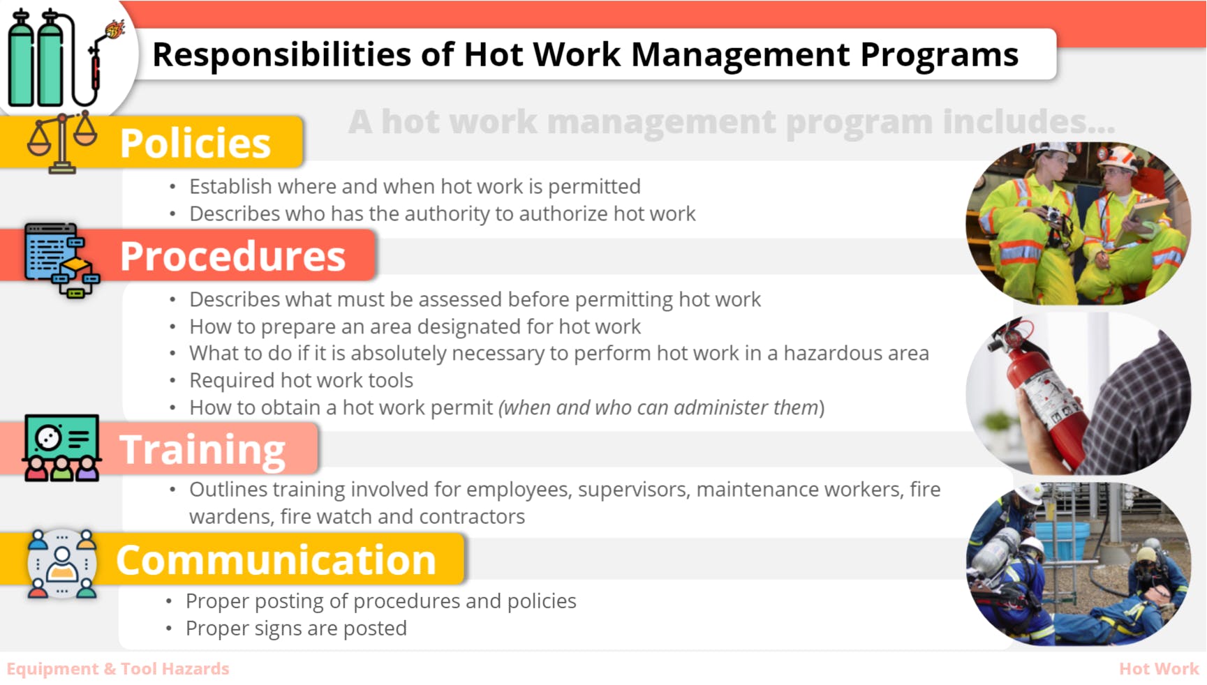 Hot work clearance program